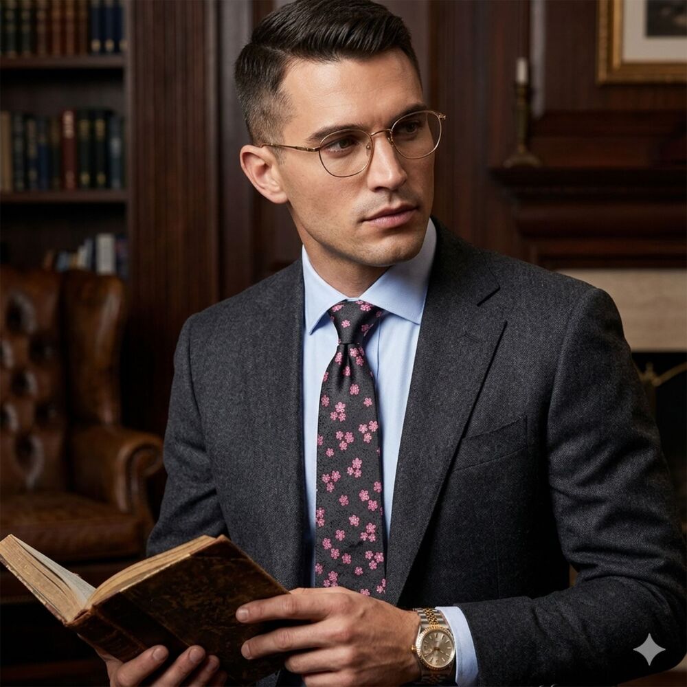 Scott Allan Black and Pink Floral Tie Great Gift